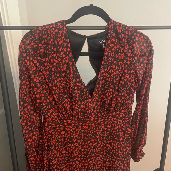 Red Black Floral Maxi Dress - Picture 3 of 4